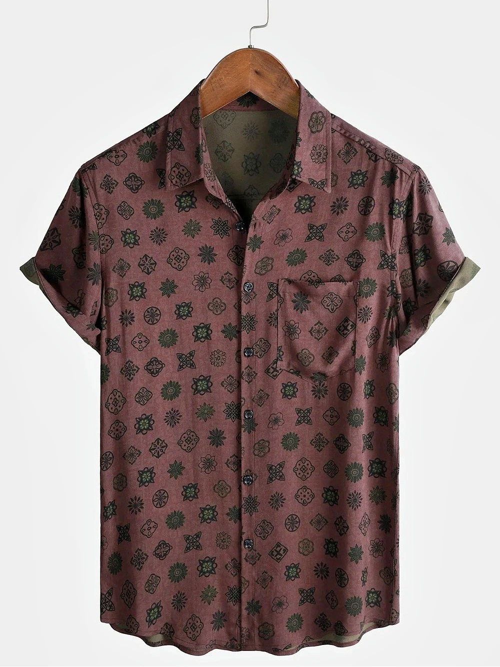 Atlanl Men's Vintage Holiday Breathable Short Sleeve Button Up Shirt Short — image 6 of 7